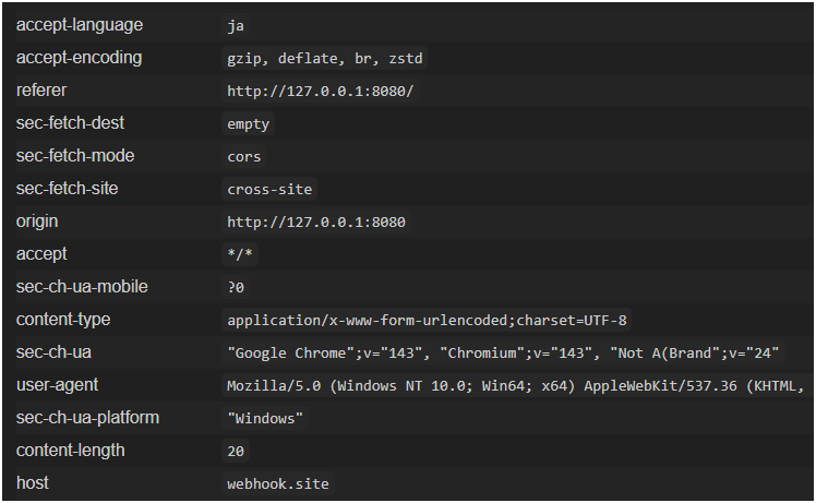 Webhook.siteでリクエストを受信したとき1